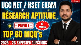 Research Aptitude | 10 Marks | UGC NET  \ KSET | 60 MCQ&#39;s + Explanation |🔥