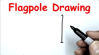 how to draw a flagpole with number 1 drawing with number