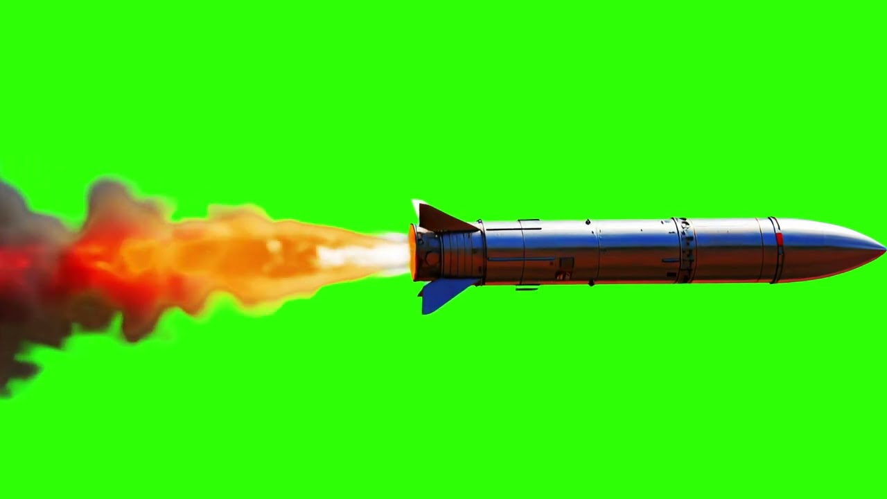 FREE HD Green Screen - ROCKET WITH FIRE AND SMOKE