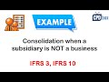 Consolidation when a subsidiary is NOT a business under IFRS - example