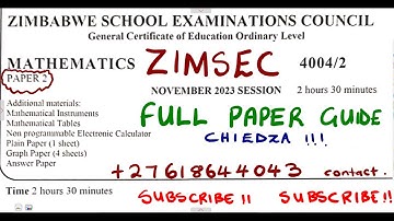 O level Mathematics November 2023 Paper 2 FULL PAPER ZIMSEC @mathszoneafricanmotives