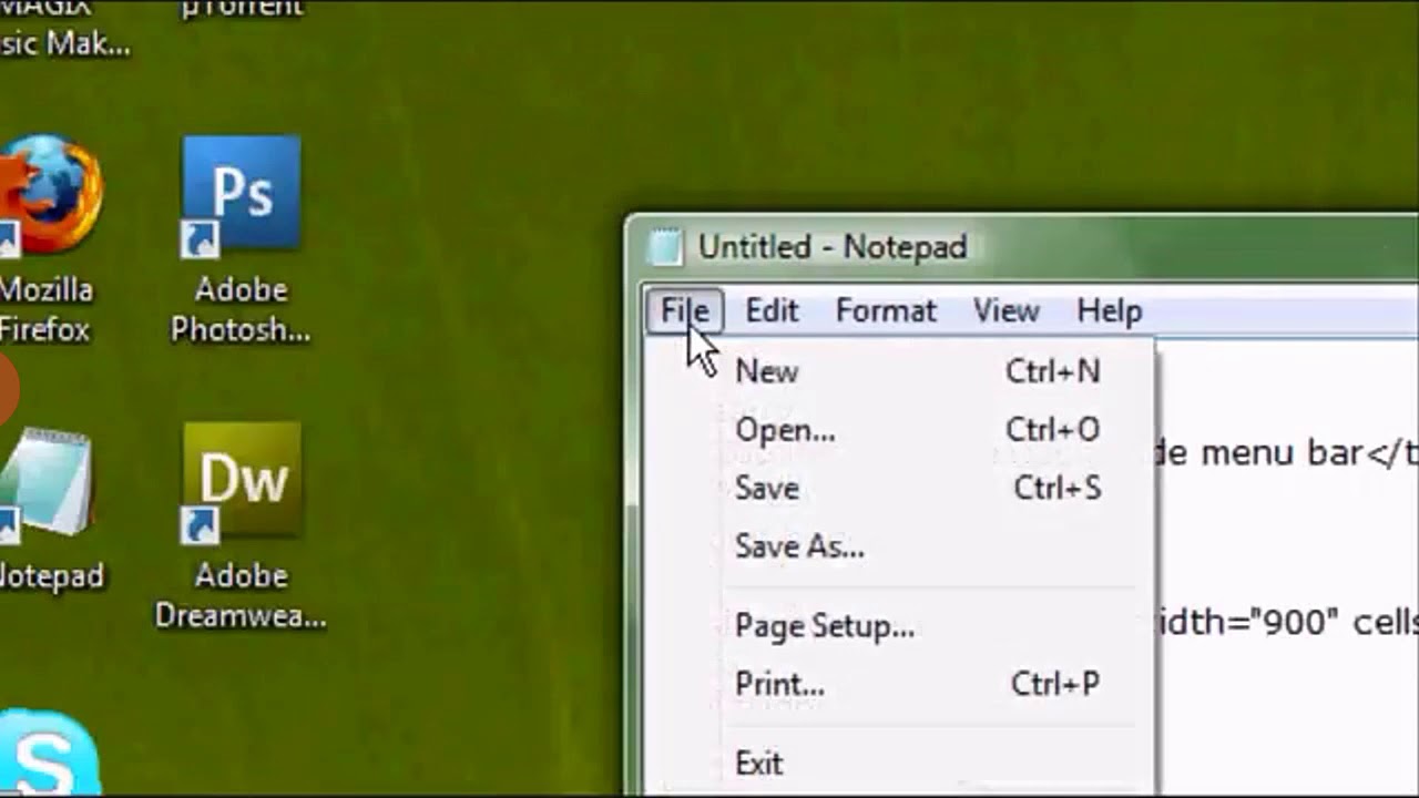 Create a side menu bar with HTML using notepad - YouTube