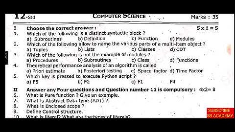 12th std computer science 1St midterm 2023 test original question paper madurai dt English medium