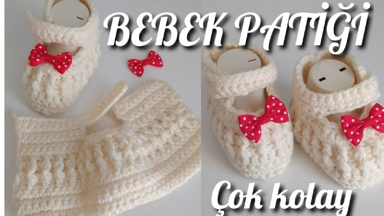 TIĞ İŞİ ÇOK KOLAY YENİ DOĞAN BEBEK PATİK YAPIMI /Bebek botu modeli /iki şiş modeli tığ işi versiyonu