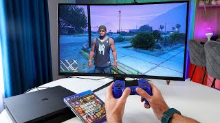 PS4 Slim On 27" Curved Gaming Monitor |GTA 5 POV Gameplay Test |