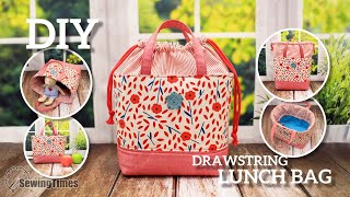 DIY Drawstring Lunch Bag | Easy Drawstring Tote Bag Tutorial [sewingtimes]