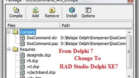 Install Component DosCommand Delphi 7 Into RAD Studio Delphi XE7