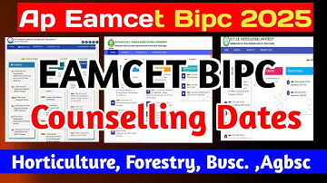 AP EAMCET BIPC 2025 | BIPC COUNSELING DATES 2025