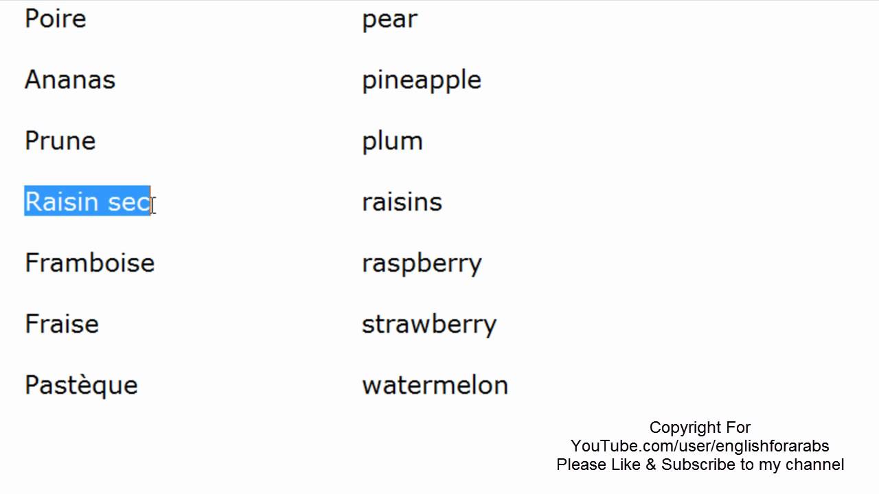 Fruits Names in French part 3 - French For Beginners