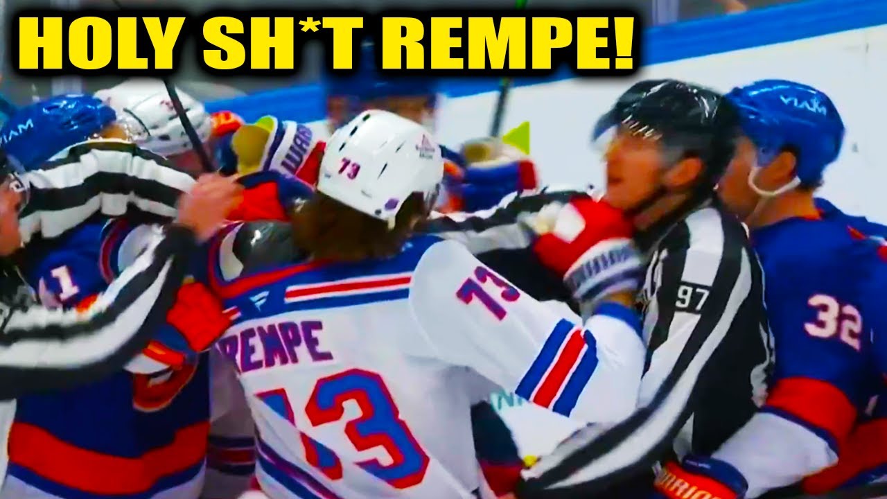 Matt Rempe Fight Scrum w/ Islanders | New York Rangers vs New York ...