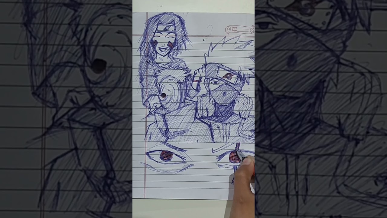 Drawing Kakashi, Obito, Rin (glow art)