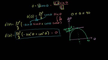 038 Optimal angle for a projectile part 4 Finding the optimal angle and distance with a bit of calcu