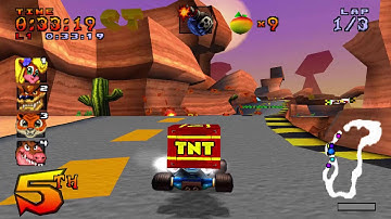 Crash Team Racing (NTSC) 101% Walkthrough - Part 28 - Dingo Canyon [CTR Token]