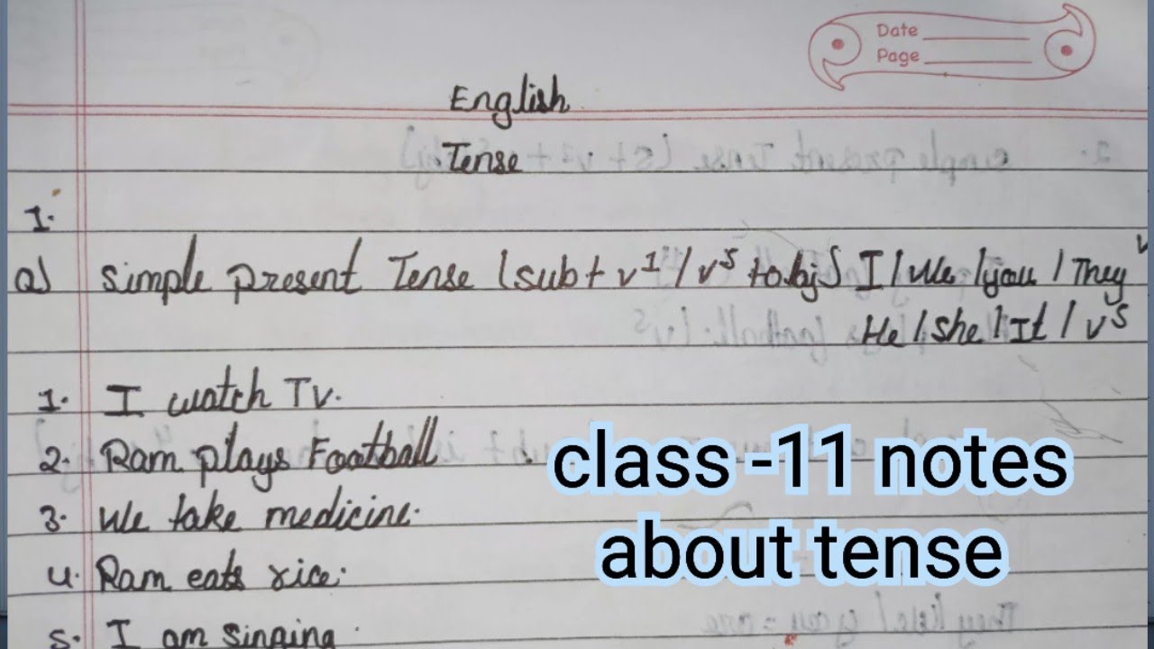 class 11 notes about tense - YouTube
