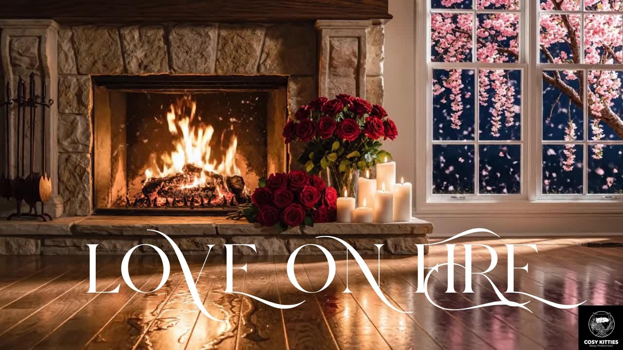 Cozy Romantic Fireplace | Relaxing Ambience for Valentine's Day & Sleep