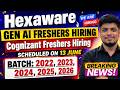 🔥Cognizant 2022-2026 Hiring | Hexaware Finally GenAI Freshers Hiring | Off-Campus Drive 2022-2026
