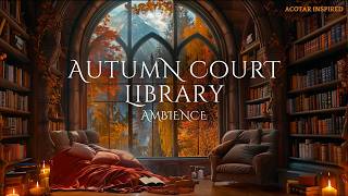 Autumn Court Library Ambience | Rain on Window & Thunder Sounds | ACOTAR Inspired screenshot 2