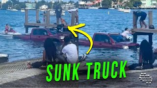 Truck That Sunk Getting Pulled Out of Water