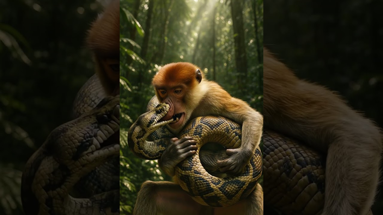 Nose Under Attack! Desperate Counterattack of the Proboscis Monkey.