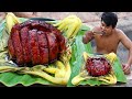Cooking pork meat belly in pan eating so delicious give yourself warm  cook pork meat with vege