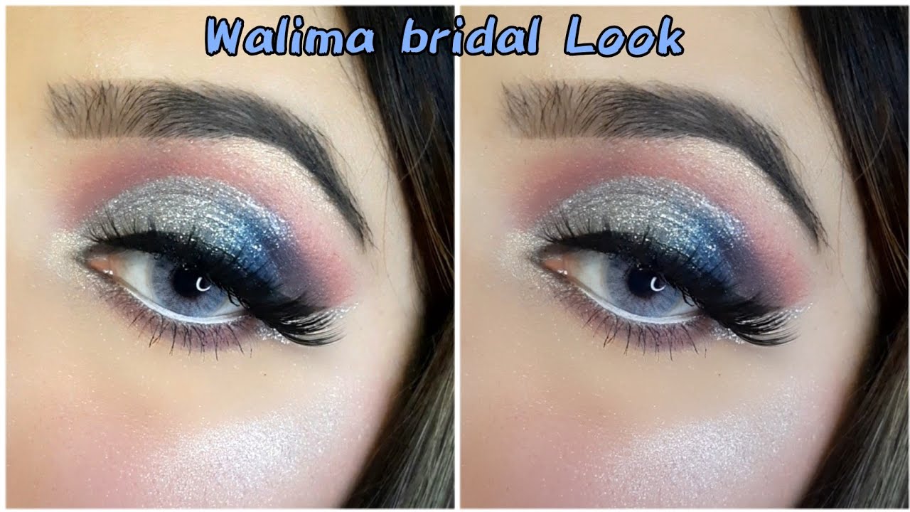 Walima Bridal Eye Makeup Tutorial StepbystepSilver Glitter Eye Look