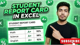 Excel Report Card Creation | Auto Grading, Percentage & Result.