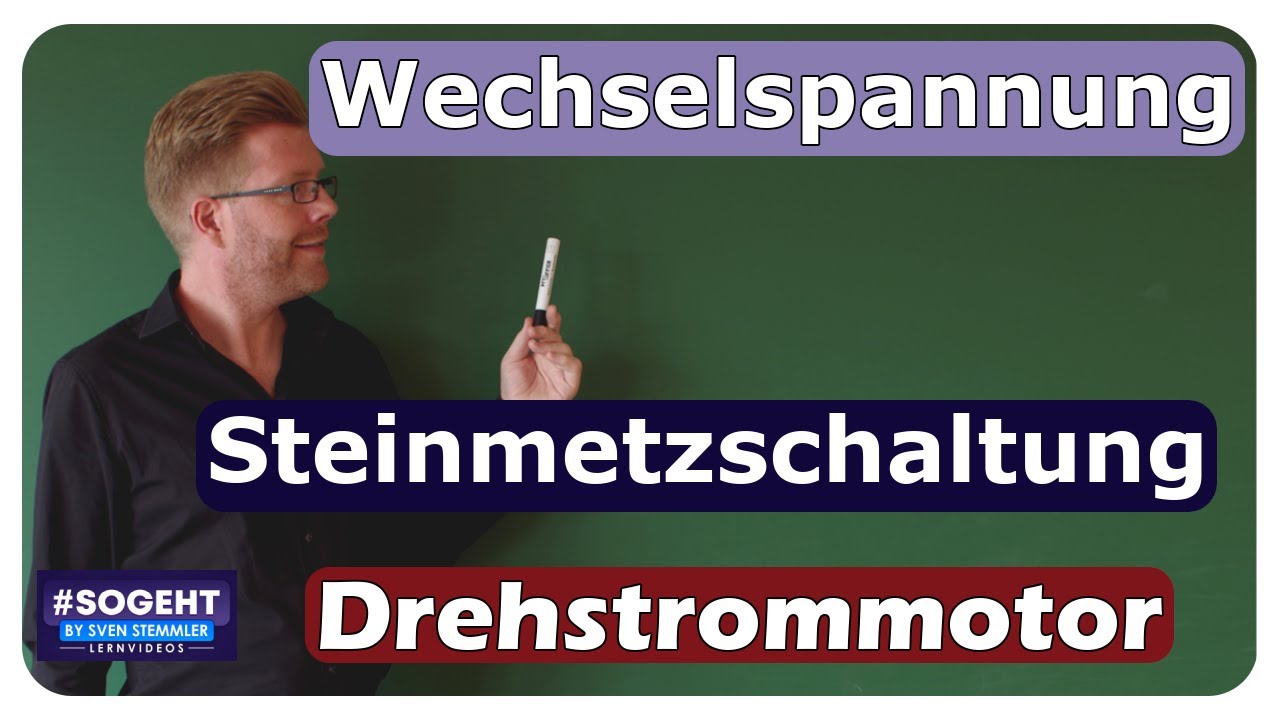Vorschaubild zum Lernvideo "Steinmetzschaltung - Drehstrommotor an Wechselspannung - einfach und anschaulich erklärt"