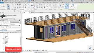 Interior Design of a Shipping Container House by  Revit