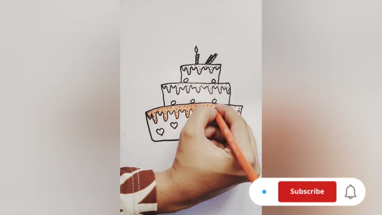 Simple 3layer cake drawing|birthday cake 