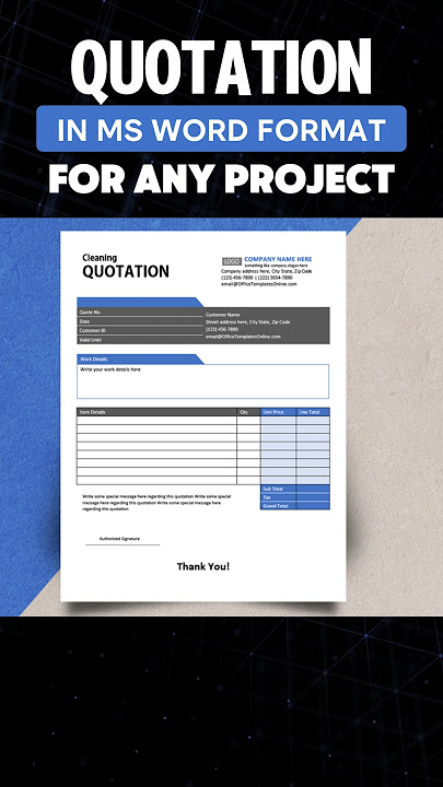 Professional Project Quotation Template in MS Word | #quotation #estimate