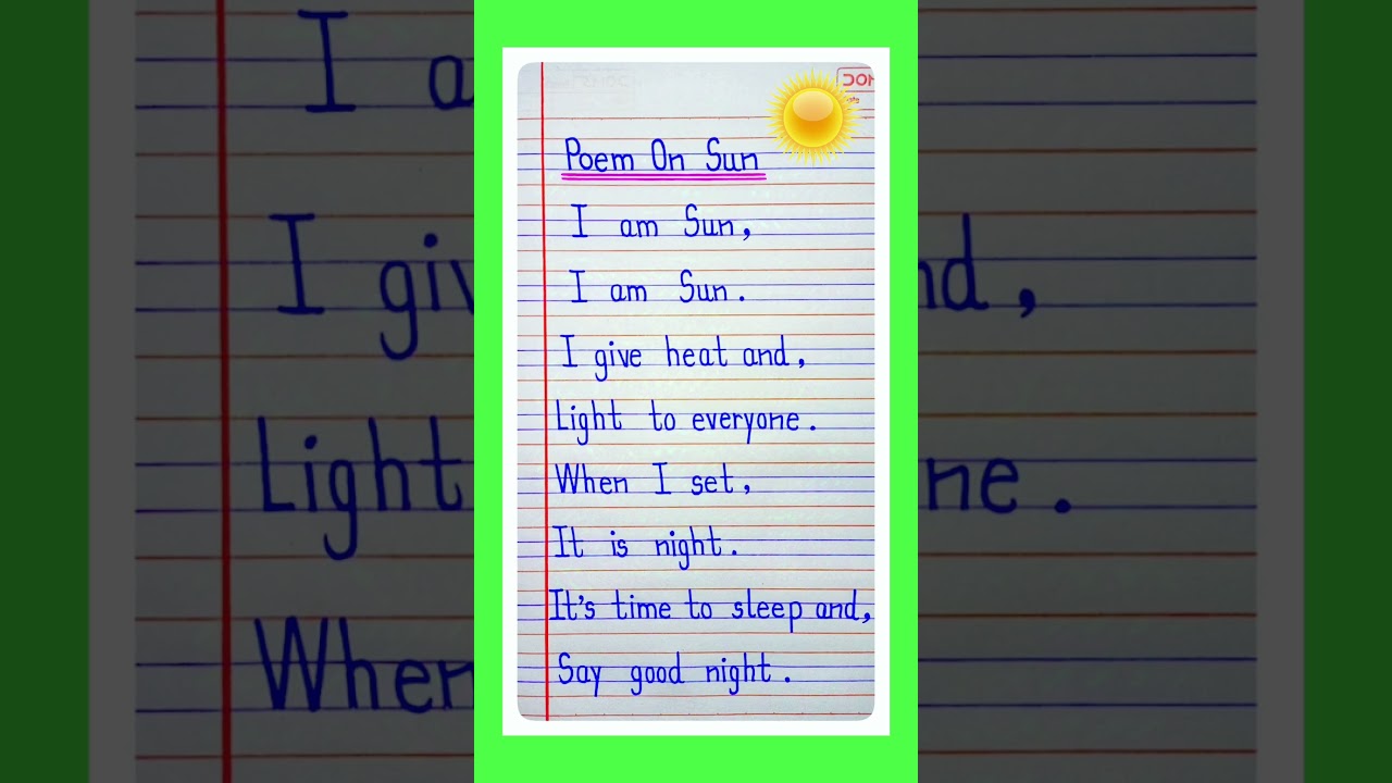 Poem on sun l poem on sun in English l poem in English l sun poem l the sun l English poem l