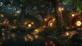 Cozy Hobbit Village 🍀 Rainy Day at Dreamy Forest with Fireplace For Relax, Study and Sleep