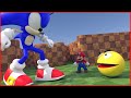 Giant sonic and mario vs metal pacman