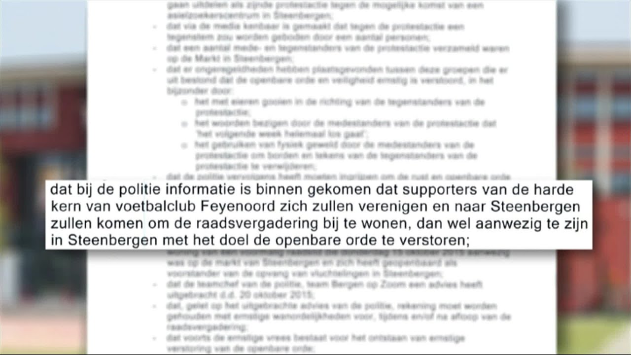 Steenbergen bang voor Feyenoord-hooligans en wapens bij raadsvergadering over asielzoekers