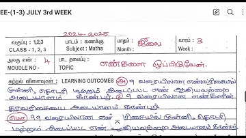 EE- CLASS (1-3), UNIT-5, LESSON PLAN, JULY 3rd WEEK, NOTES OF LESSON