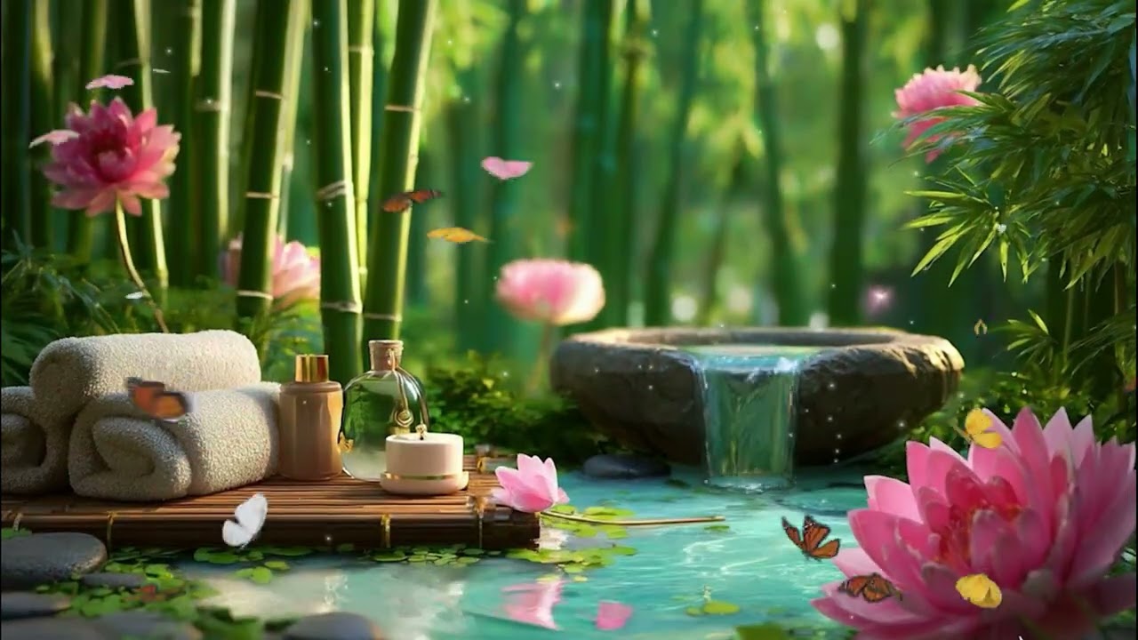 Calming Piano with Bamboo Water Sounds | Relaxing Nature Music for Deep Sleep, Meditation & Healing