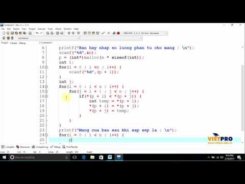 Video BÀI TẬP LẬP TRÌNH C 8.5 - CHƯƠN TRÌNH SẮP XẾP MẢNG... - YouTube