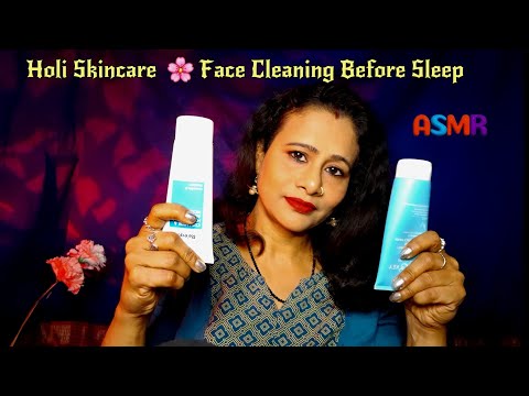 ASMR Post Holi Skincare 🌙 Relaxing Face Clean Up After Holi | Sleep Aid | Dearly ASMR |