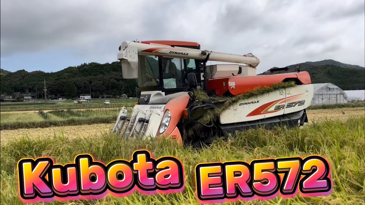 Kubota combine harvester ER572 クボタの5条72馬力コンバインで 