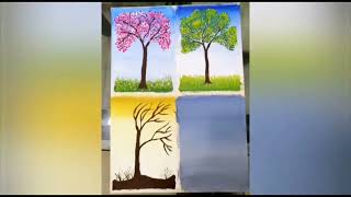 Cuadro de las Estaciones del año con pintura acrílica. #art #arte