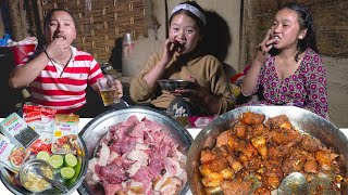 Pork Roast Village style making & Eating in Nepal village kitchen || Yummy Roasted Pork BBQ Recipe