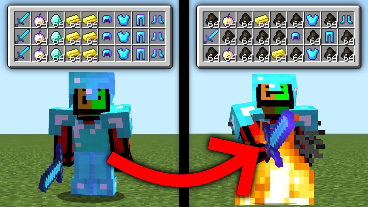 Minecraft UHC but if you're on FIRE,  you're ITEMS get BURNED.