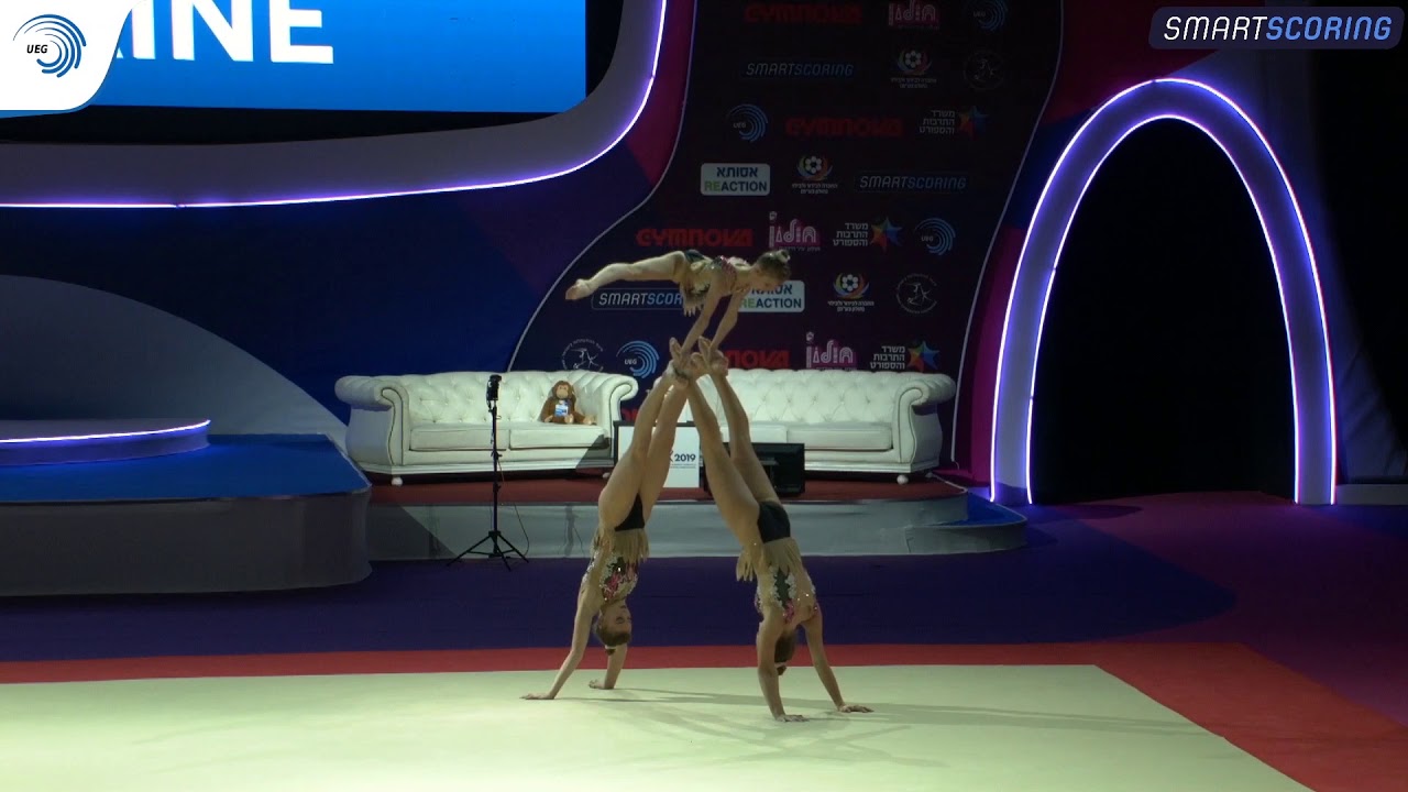 Women's group Ukraine - 2019 junior Acro European silver medallists, balance