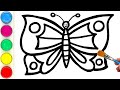 Butterfly drawing painting coloring for kids and toddlers  learn to draw with me