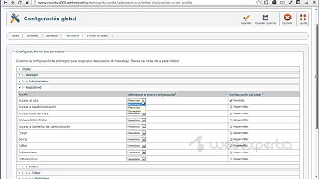 Configuración global joomla - Permisos
