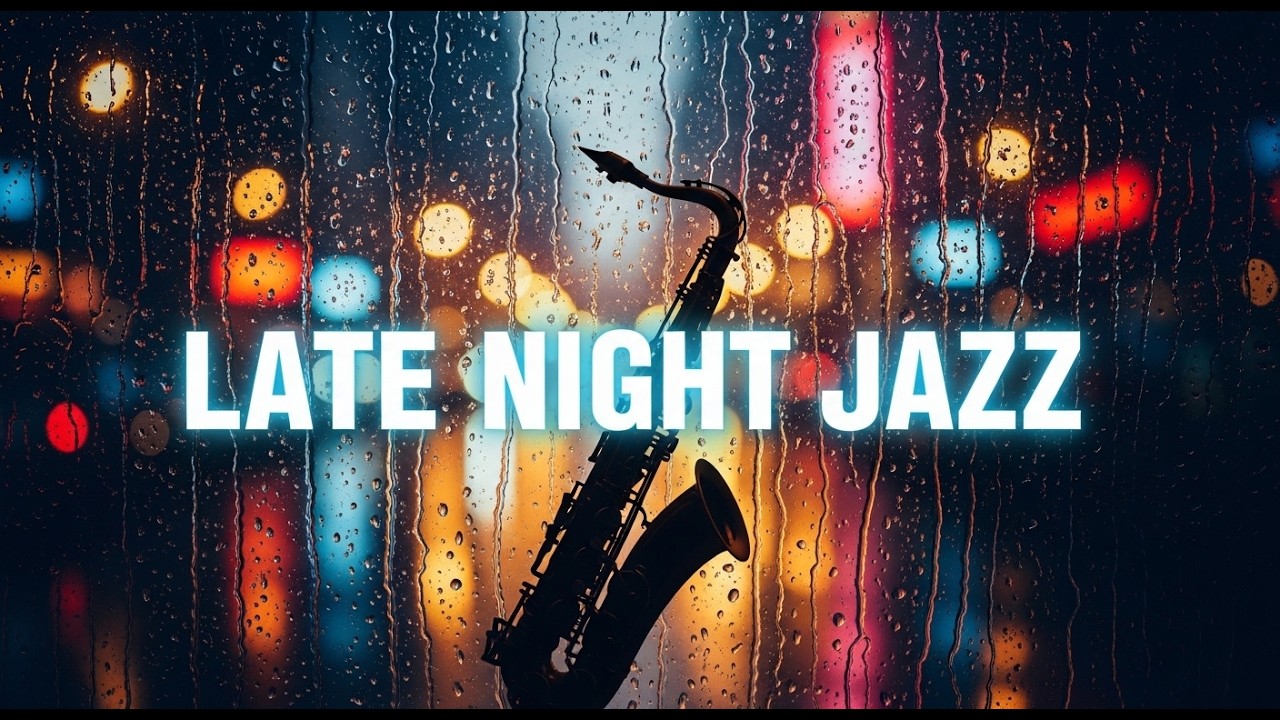 Smooth Late Night Coffee Jazz Music with Rain Sounds and City Light Ambience 24/7