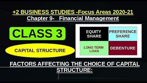 CLASS 3 | Financial Mgt | CAPITAL STRUCTURE-FACTORS AFFECTING THE CHOICE OF CAPITAL STRUCTURE