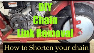 DIY Shortening Chain on Coleman Mini Bike Demonstration Tutorial [DIY Chain Link Removal Process]