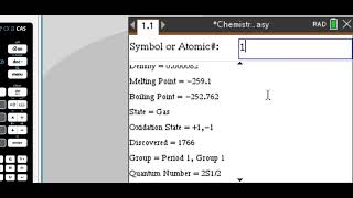 TiNspire CX: Quick Chemical Element Information (Periodic System of Elements) Look up