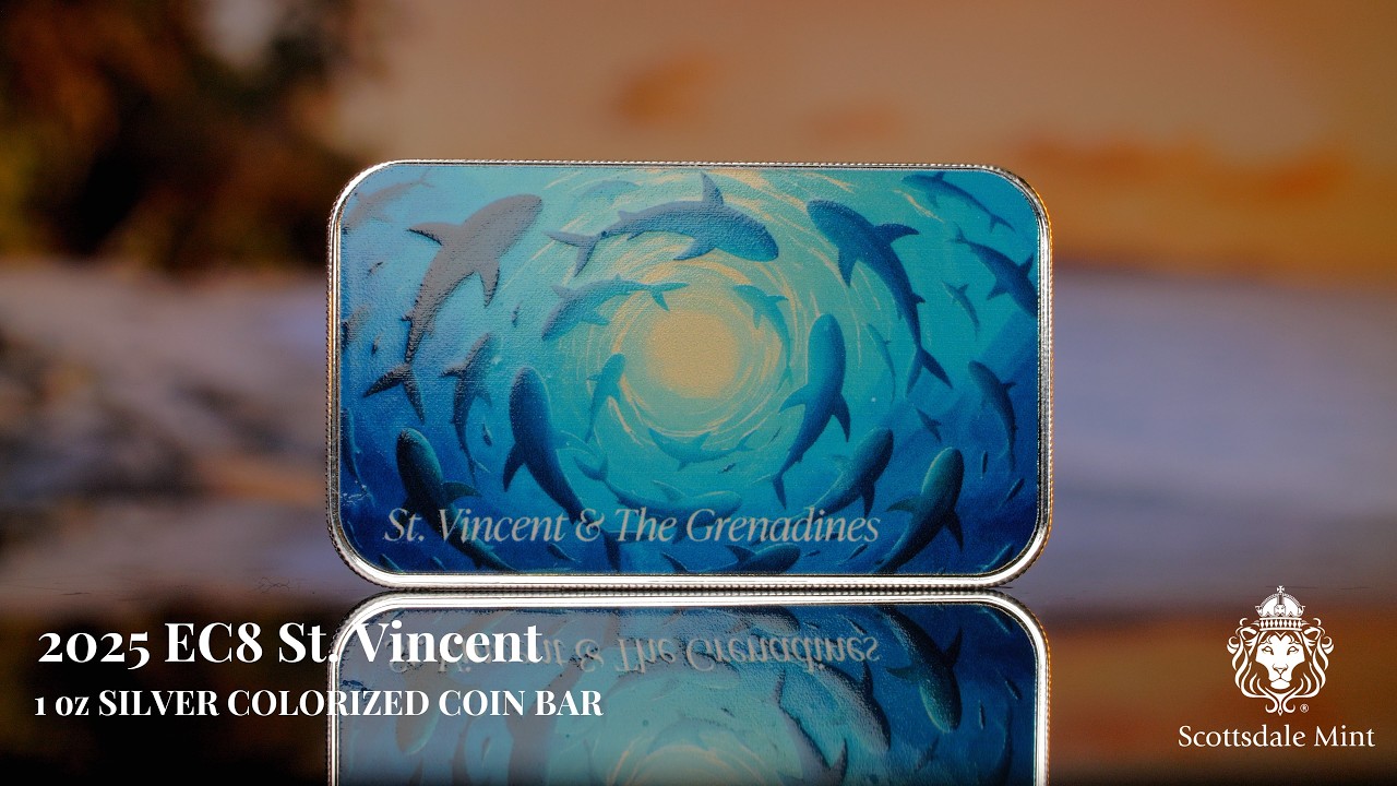 2025 EC8 St Vincent & the Grenadines Swirling Sharks | 1 oz Silver